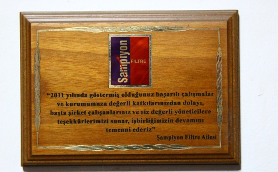 Şampiyon Filtre Başarı Belgesi